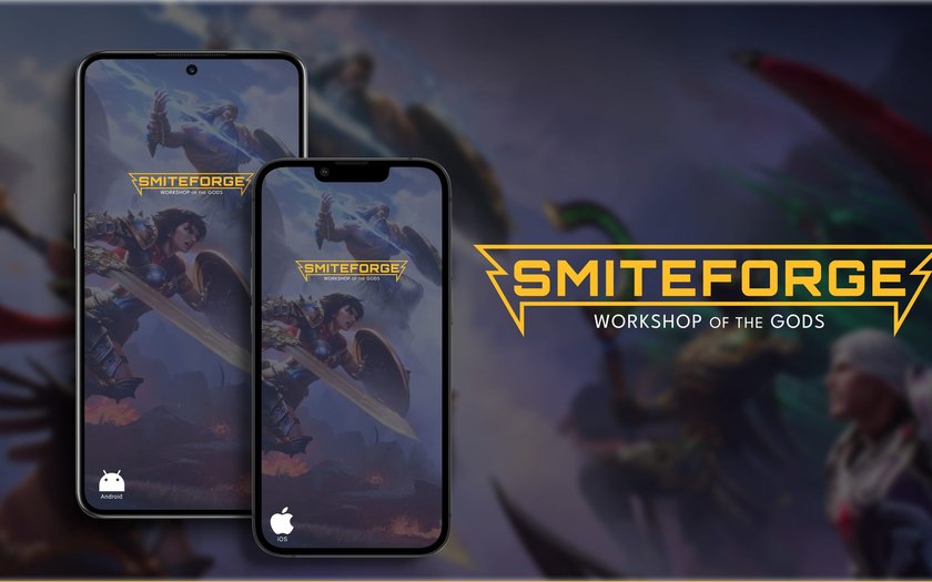 SmiteForge hero: phone mockups of the app splash screen beside the SmiteForge wordmark