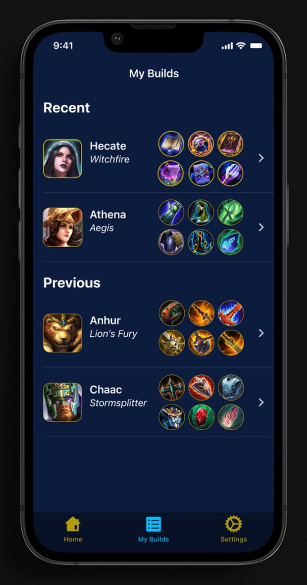 Saved builds on iOS